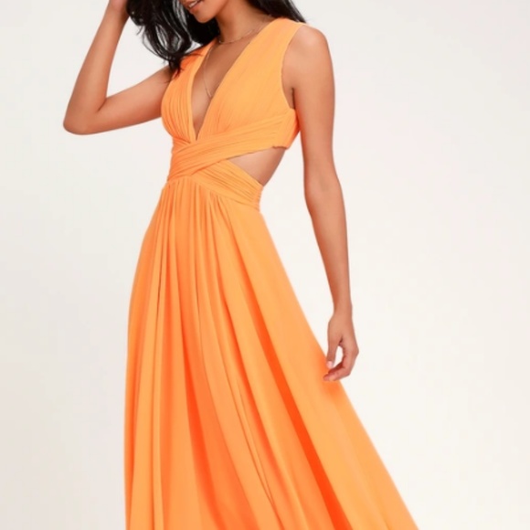 Lulus - Orange Cutout Maxi Dress - Picture 2 of 6